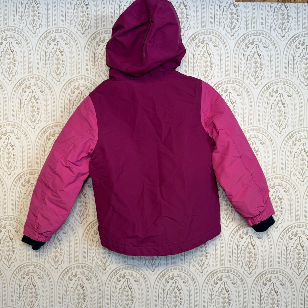 Lands End Kids Squall Jacket Pink Purple Hooded Waterproof Fleece Lined XS 4-5 - Picture 2 of 11